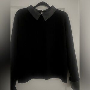 Black pleather collared sweater